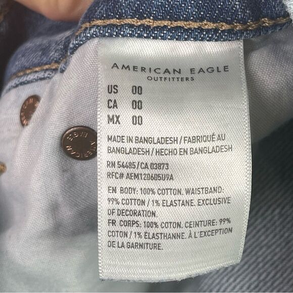 American Eagle 90's Boyfriend Denim Shorts Women's 00 Blue High Rise Ripped - Picture 5 of 9